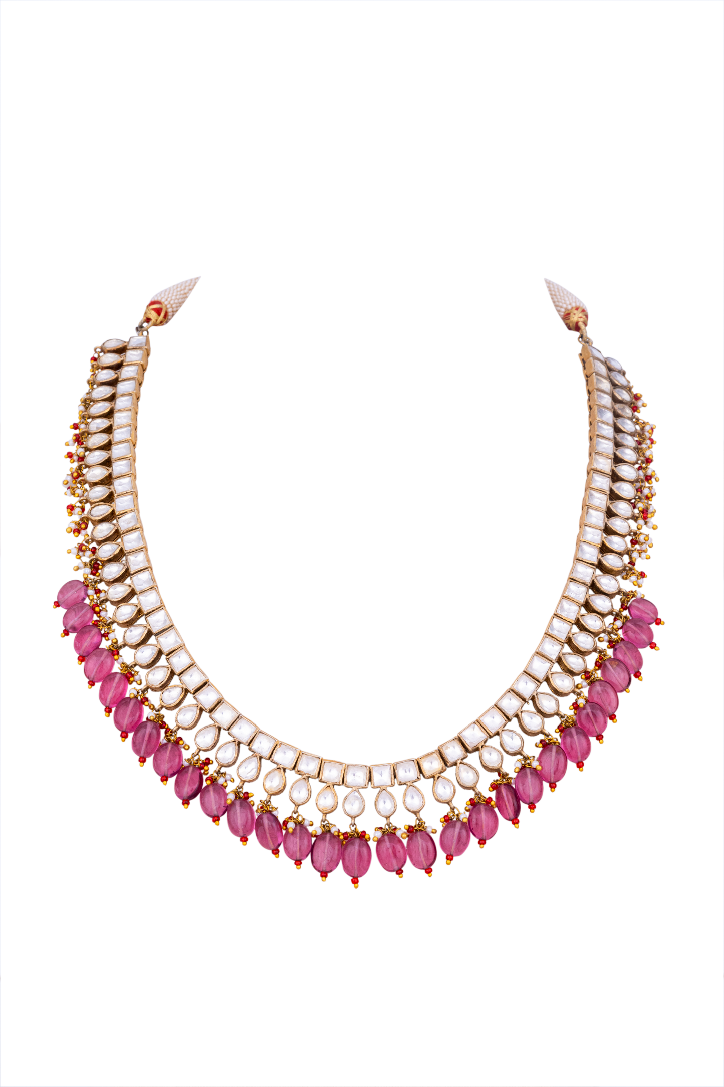 Silver Gulmukh Polki Necklace with Earrings