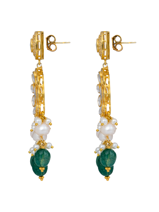 Silver Calendula Polki Earrings