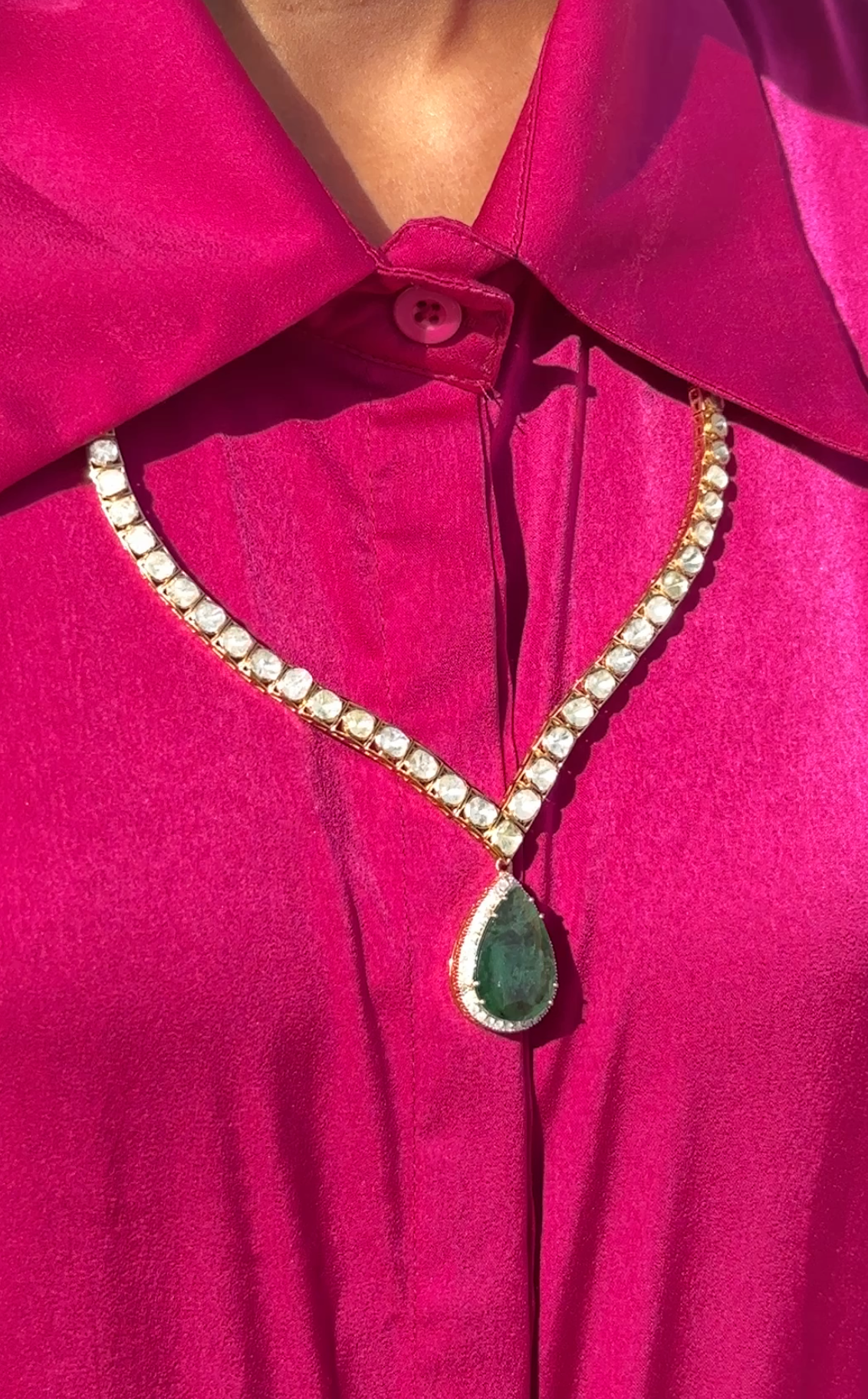 Eshal Polki Necklace in 14kt Gold