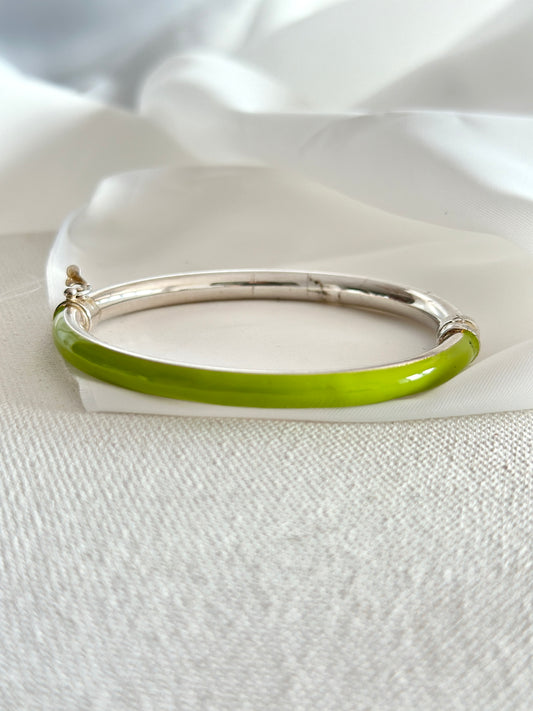Green Enamel Bracelet with side open