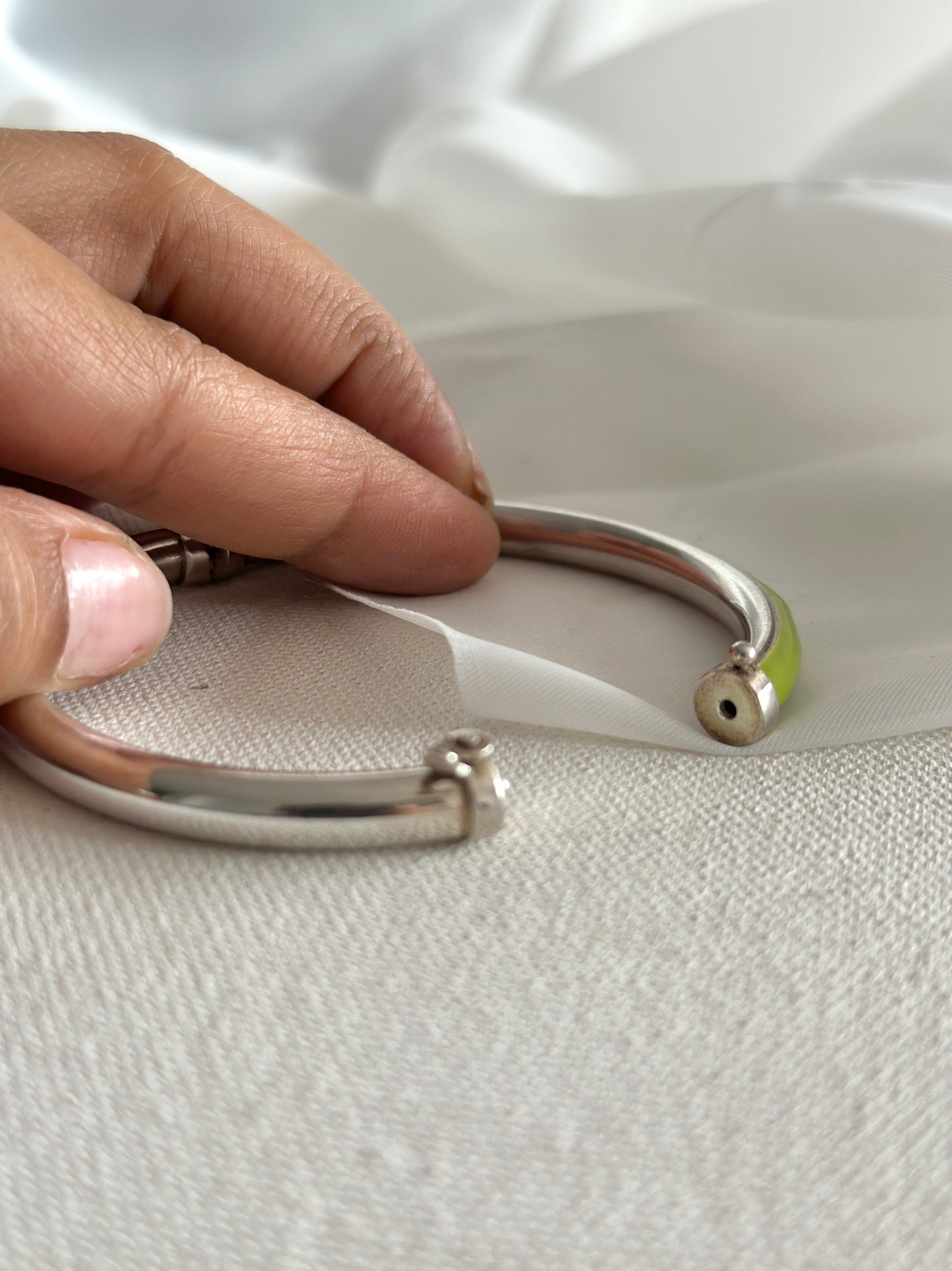 Green Enamel Bracelet with side open
