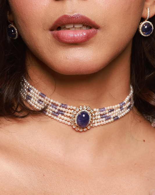 Aadishri Necklace in 14kt Gold Polki