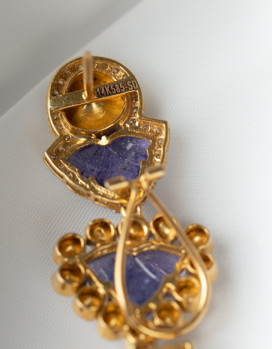 Tanzanite Danglers in 14kt Gold