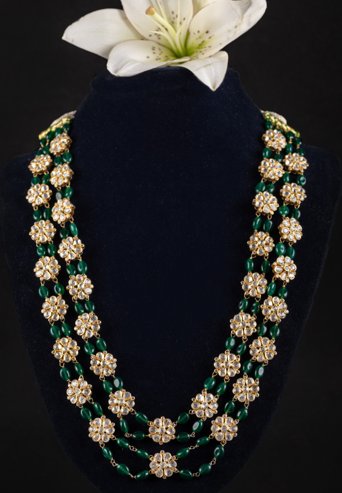 Emerald Tone Murraya Polki Necklace