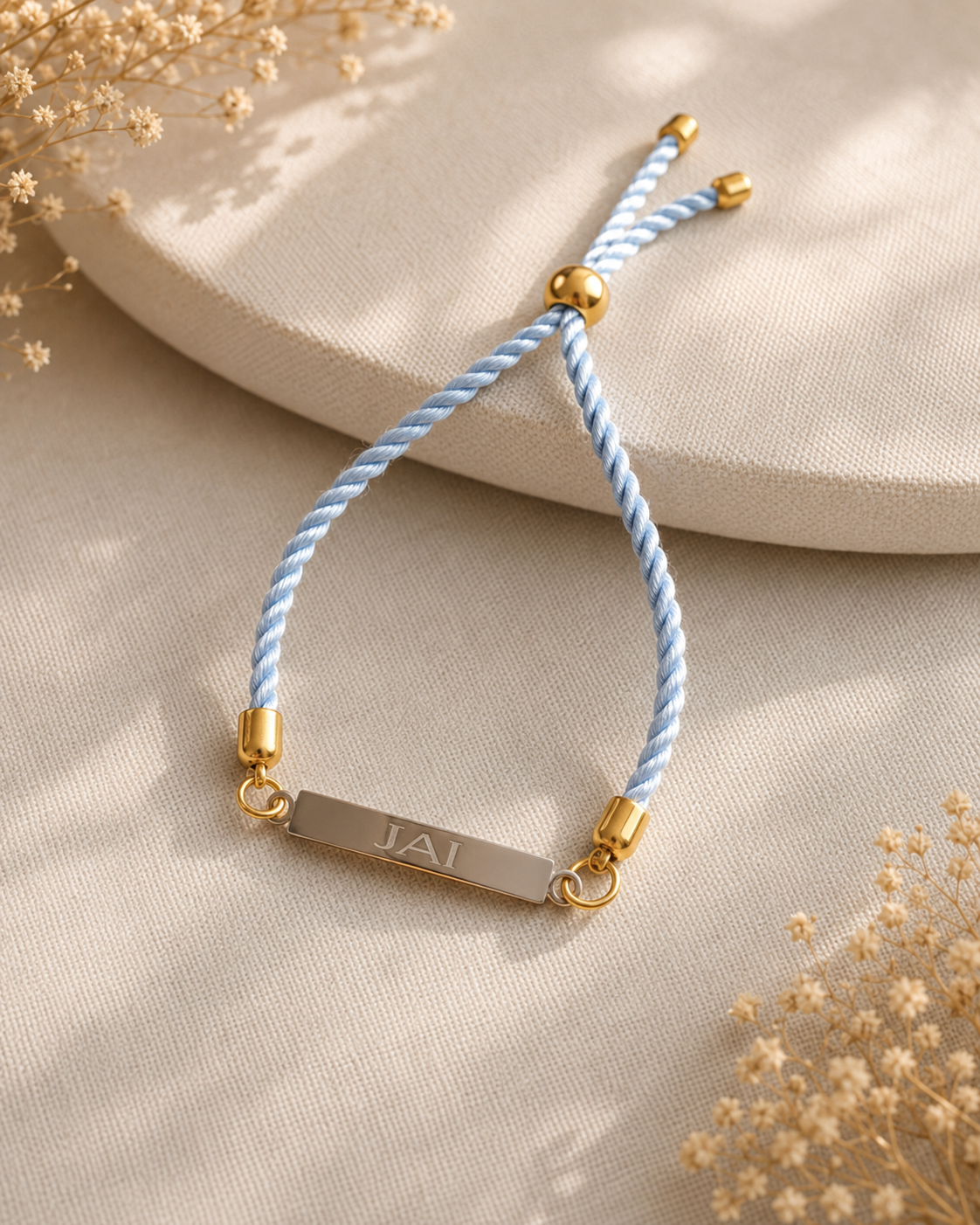 Customised 92.5 Silver Rakhi with Name Initials