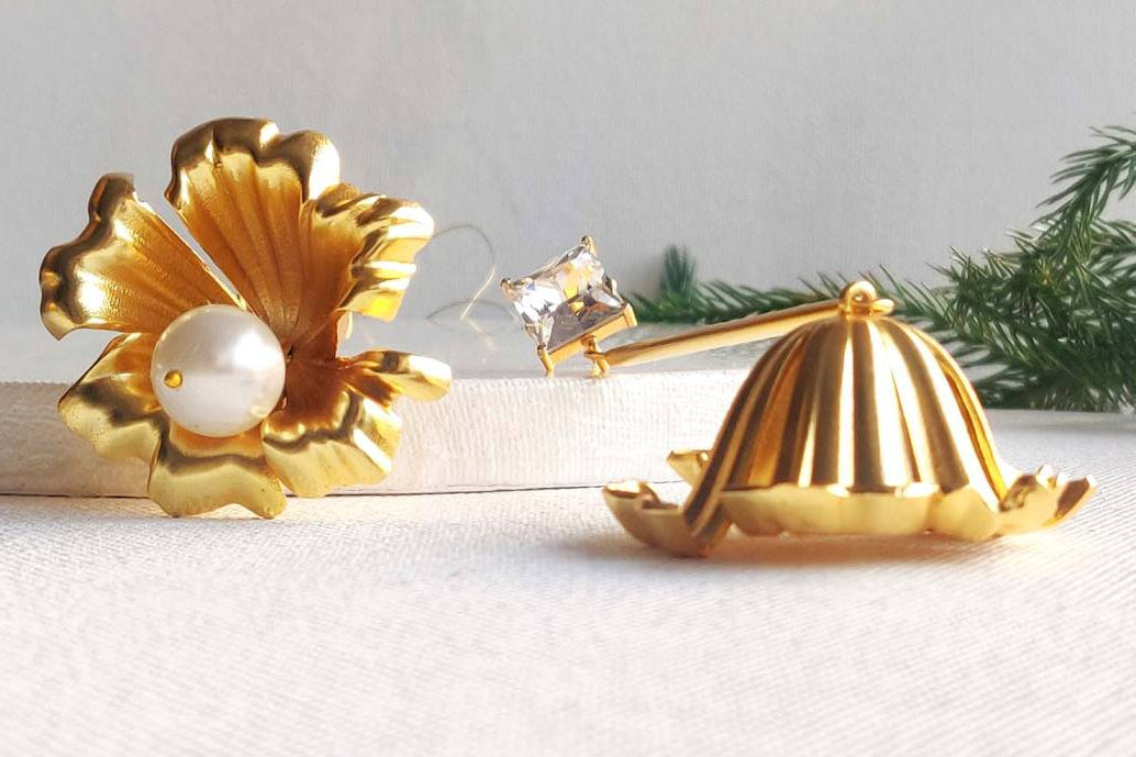 Floral Crescent Earrings