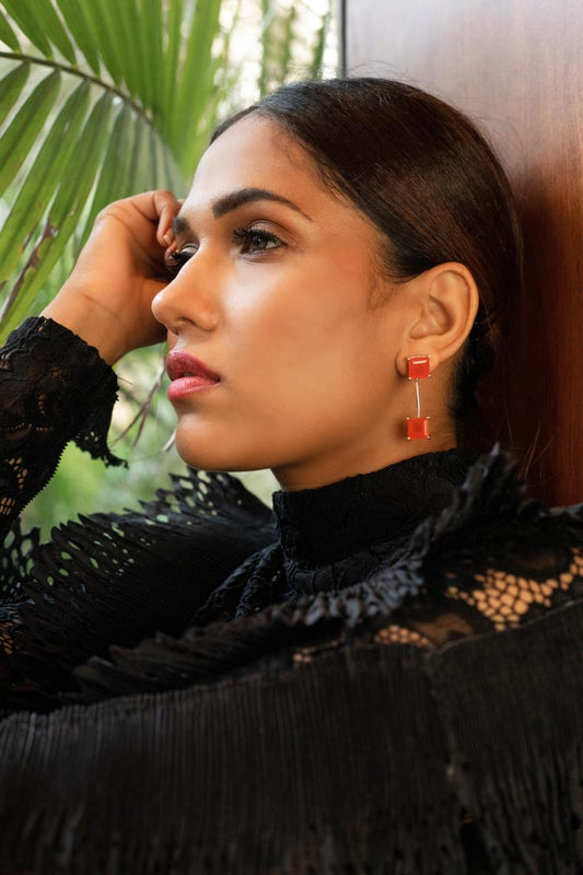 Silver Coral Earrings