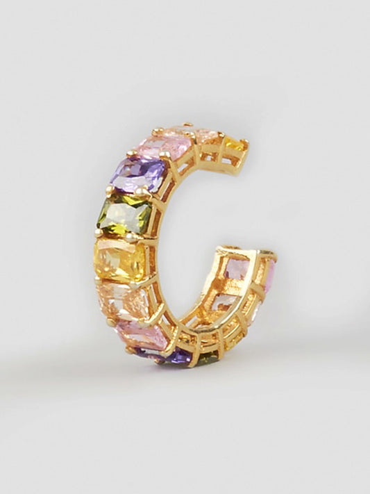 Multi Tone Crystal SS Ring