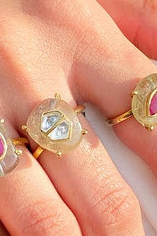 Tia Polki Ring in White Polki