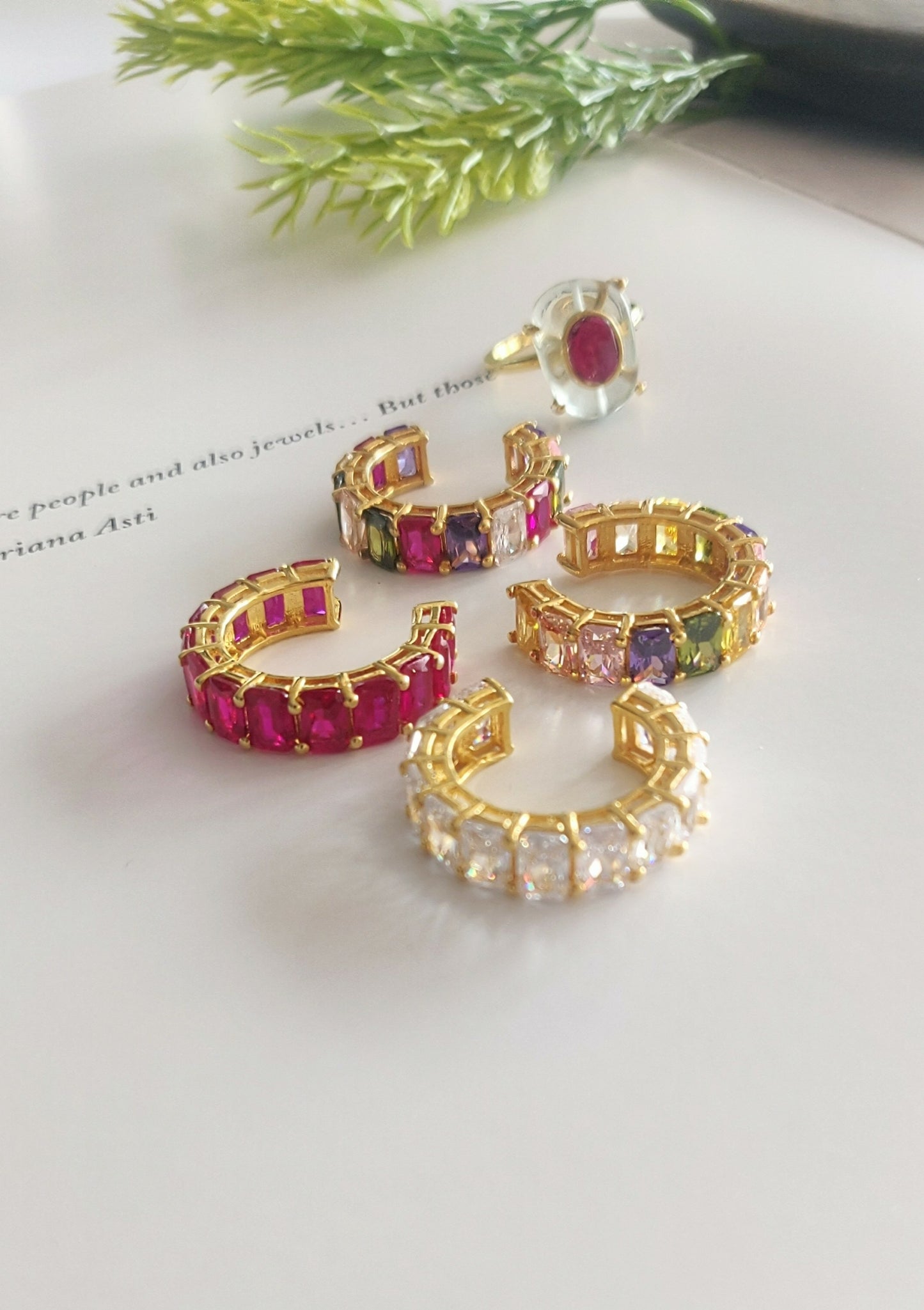 Pink Tone Crystal SS Ring