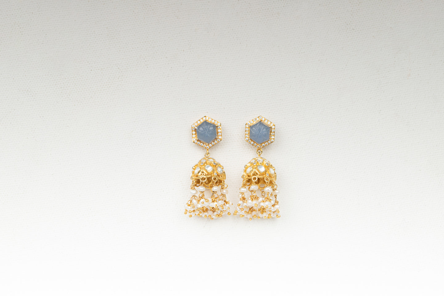 Silver Qushi Polki Danglers