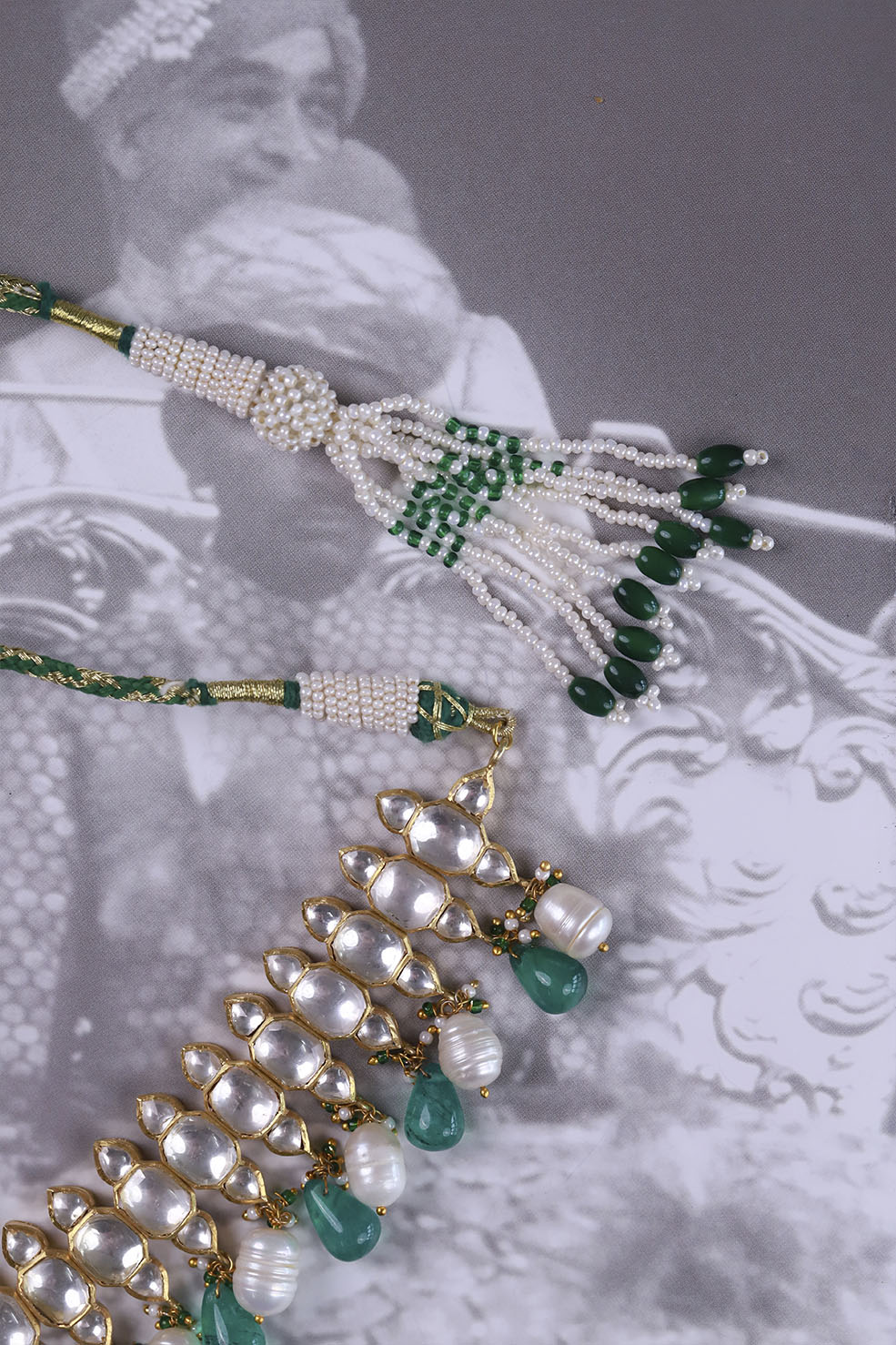Silver Noori Polki Necklace Set with Earring