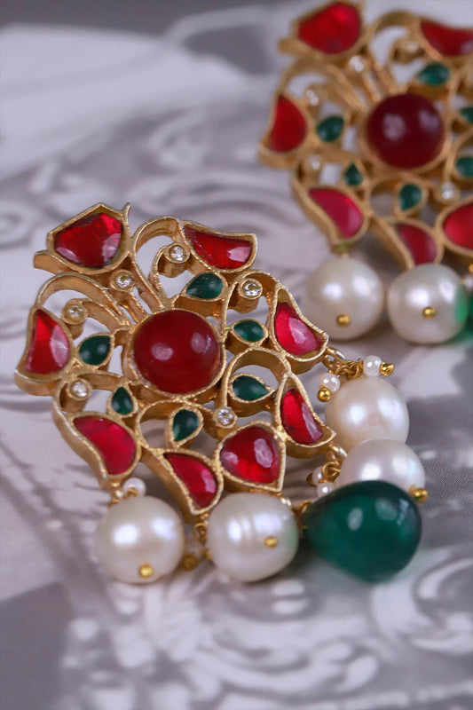 Silver Panjari Pearl Polki Earrings