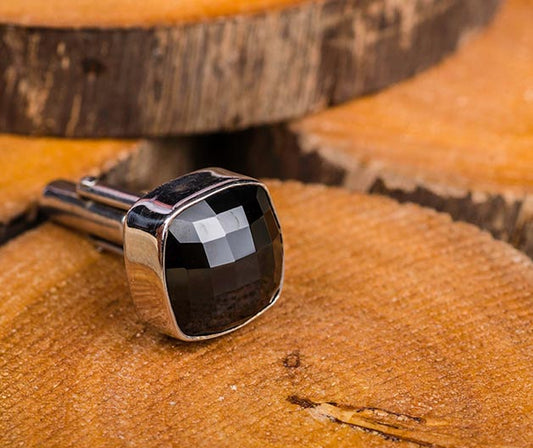 Silver Black Onyx Cufflink