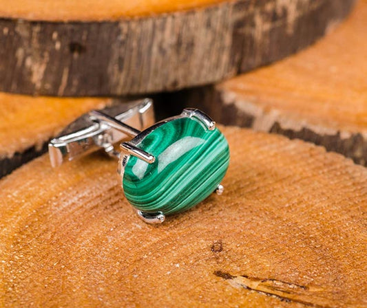 Silver Malachite Cufflink