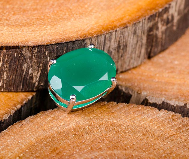 Silver Classic Green Onyx Cufflink