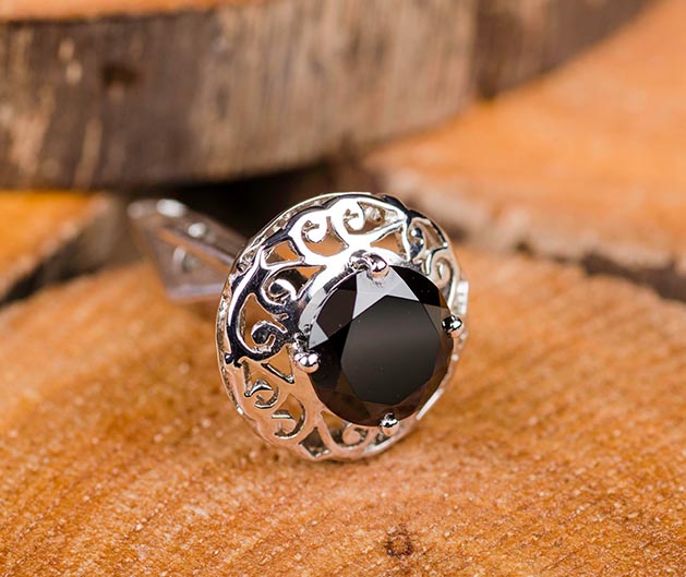 Silver Carved Black Onyx Cufflink