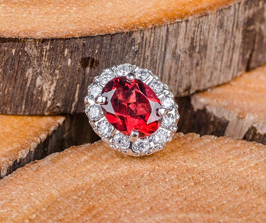 Silver Garnet Cufflink