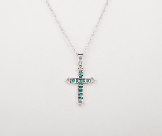Silver Green Cross Pendant