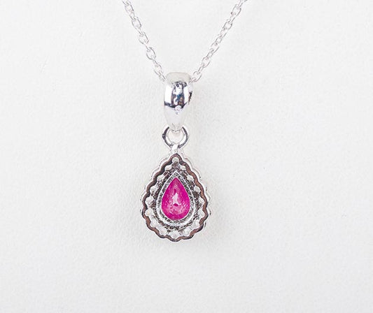Silver Pear Ruby Pendant