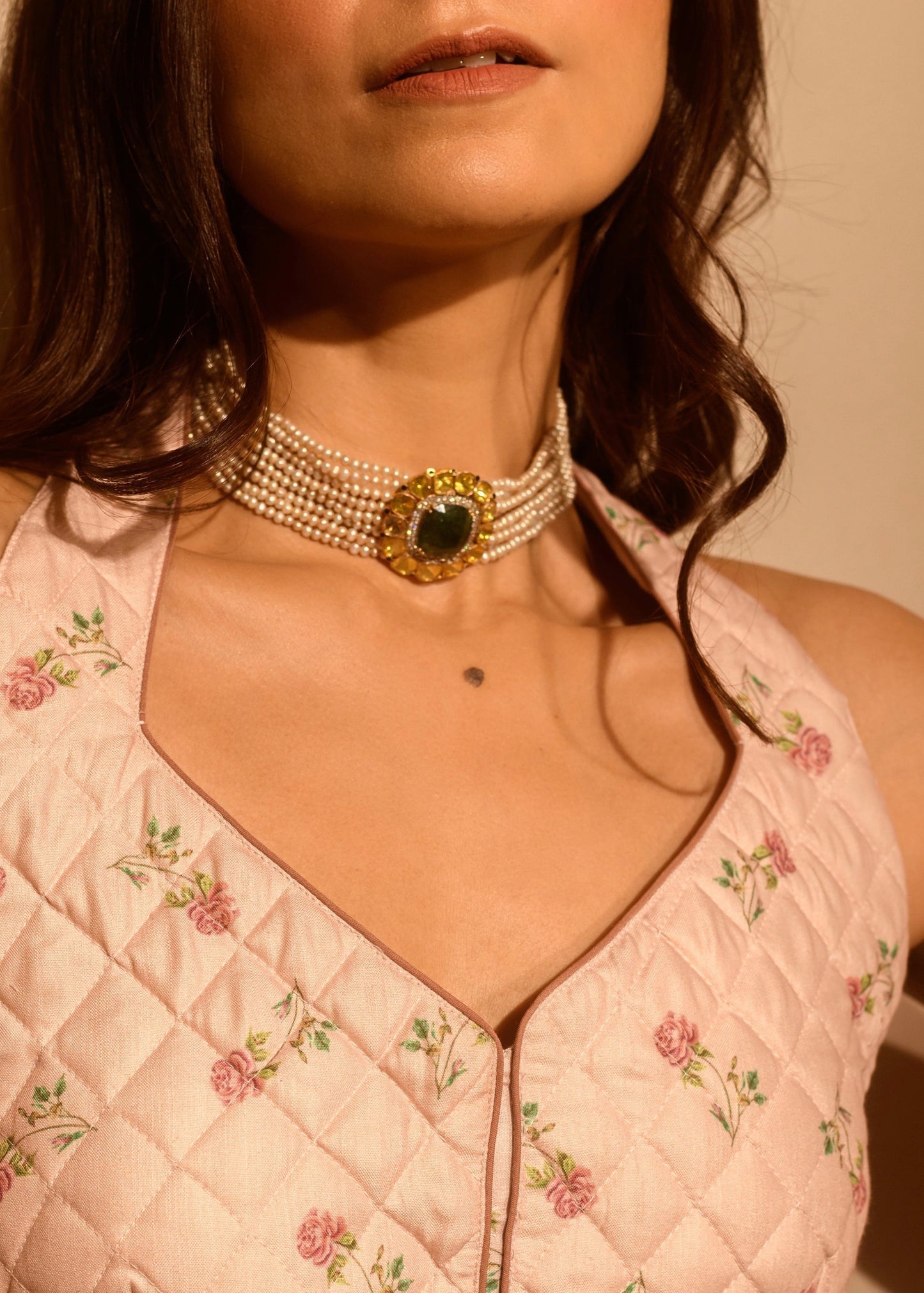 14kt Emerald Polki Choker