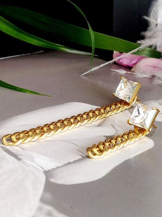 Gold Two Way Wear Asymmetrical Ear Chain