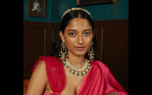 Silver Noori Polki Necklace Set with Earring