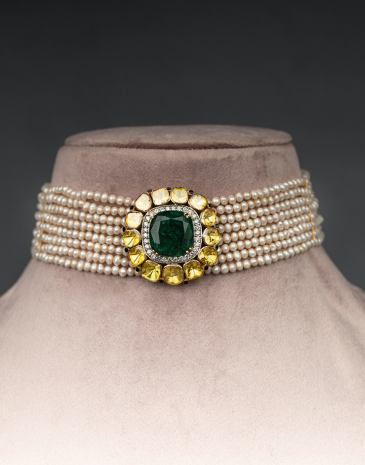 14kt Emerald Polki Choker