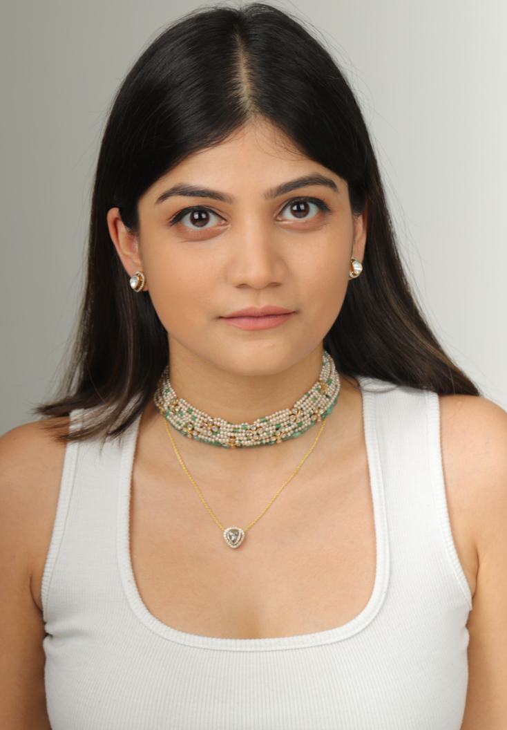 Pearls Choker with Polki in 14kt Gold