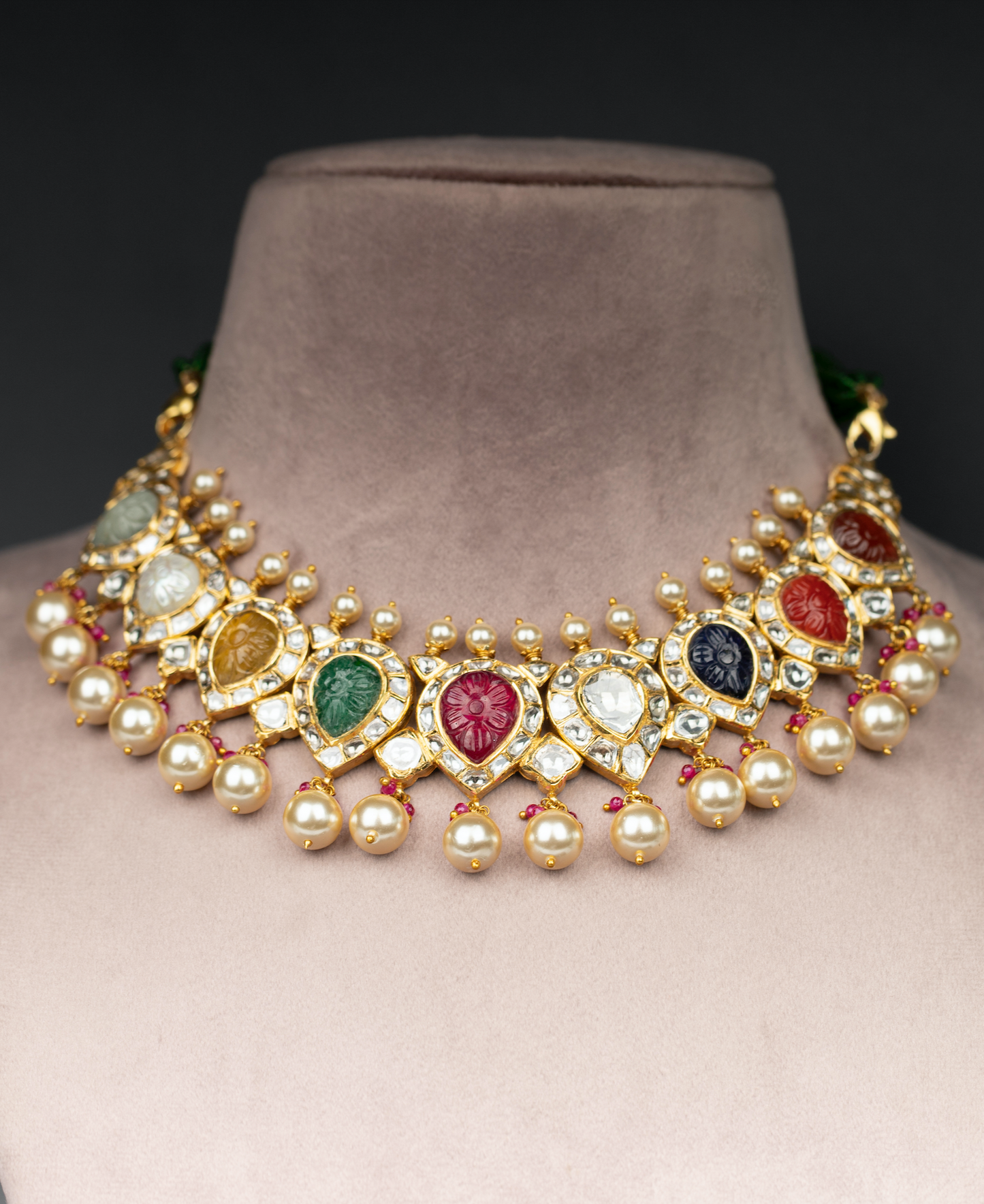 18kt Gold Polki Navratan Necklace
