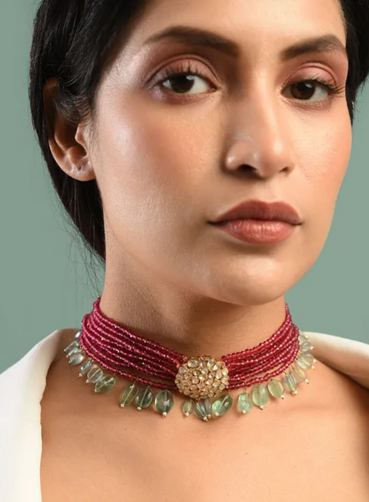 Silver Aarna Choker with Earrings