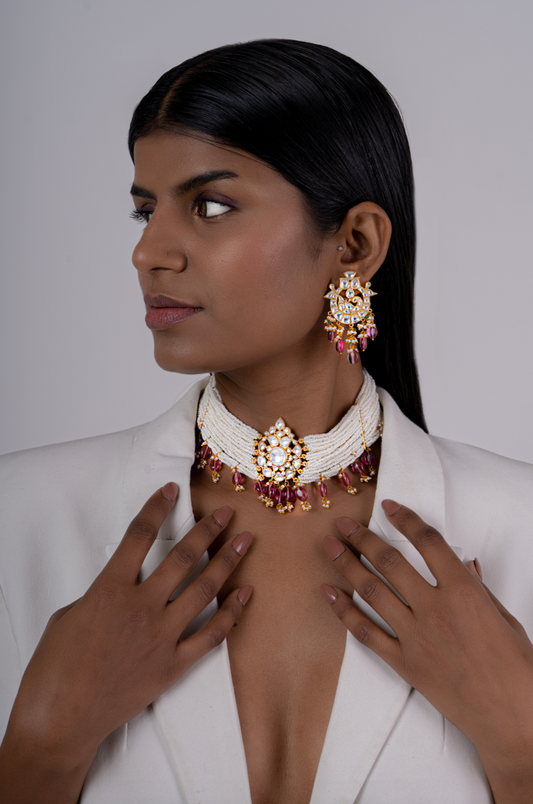 Silver Vanya Polki Choker