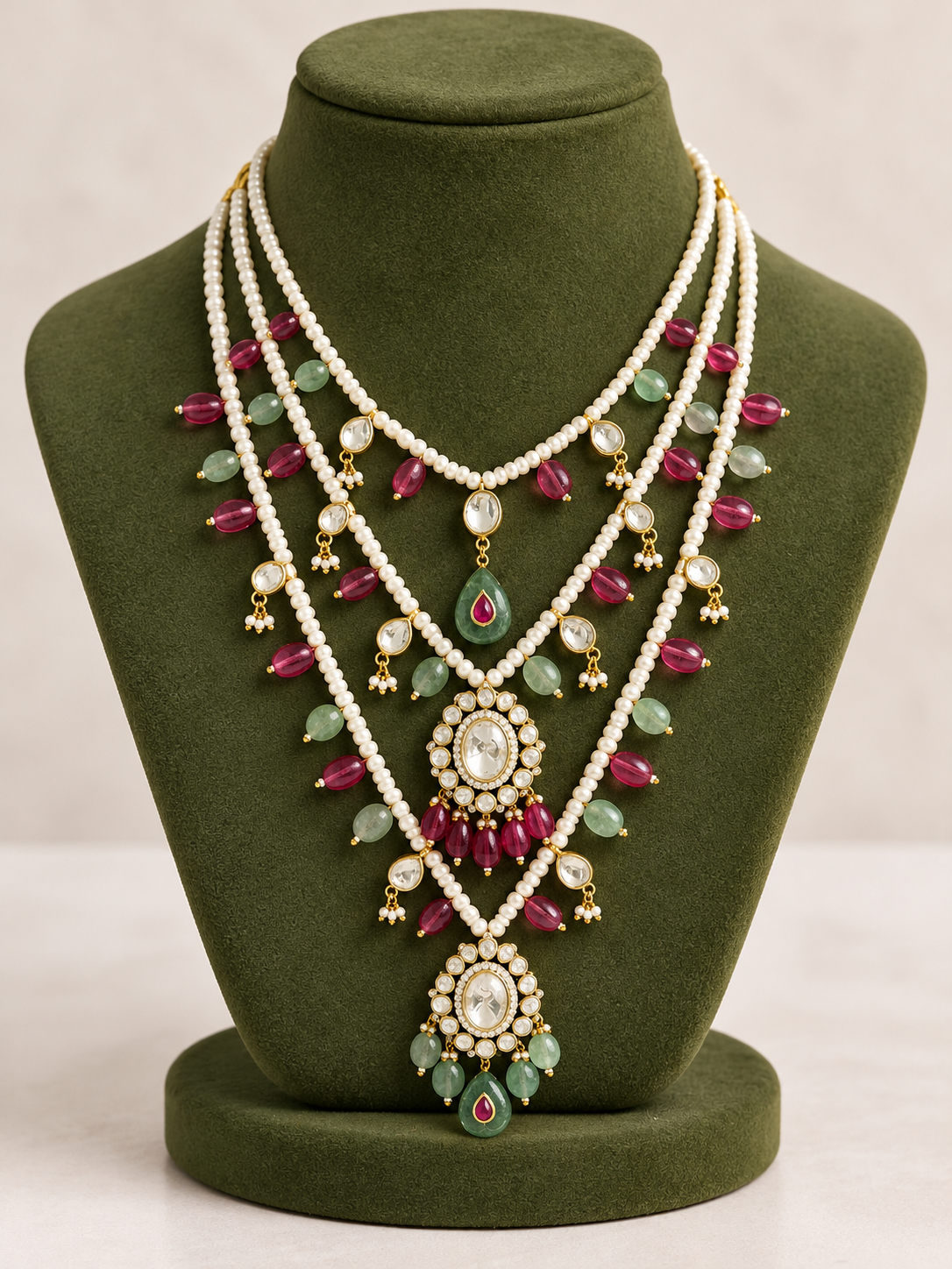 Multi stone Polki Rani Haar