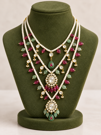 Multi stone Polki Rani Haar