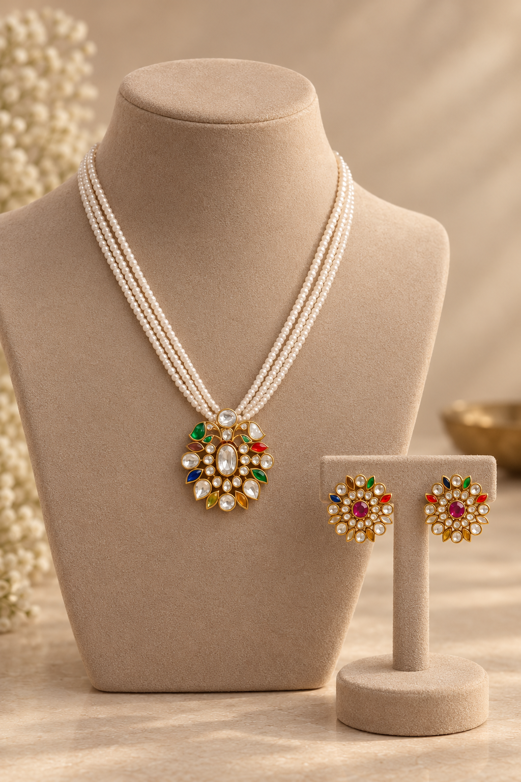 Navratan Pendant Set
