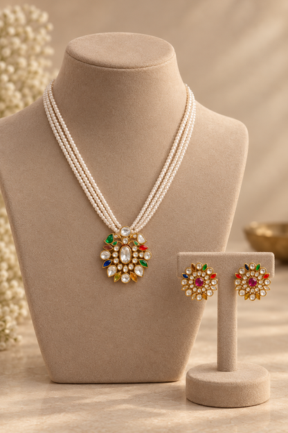 Navratan Pendant Set