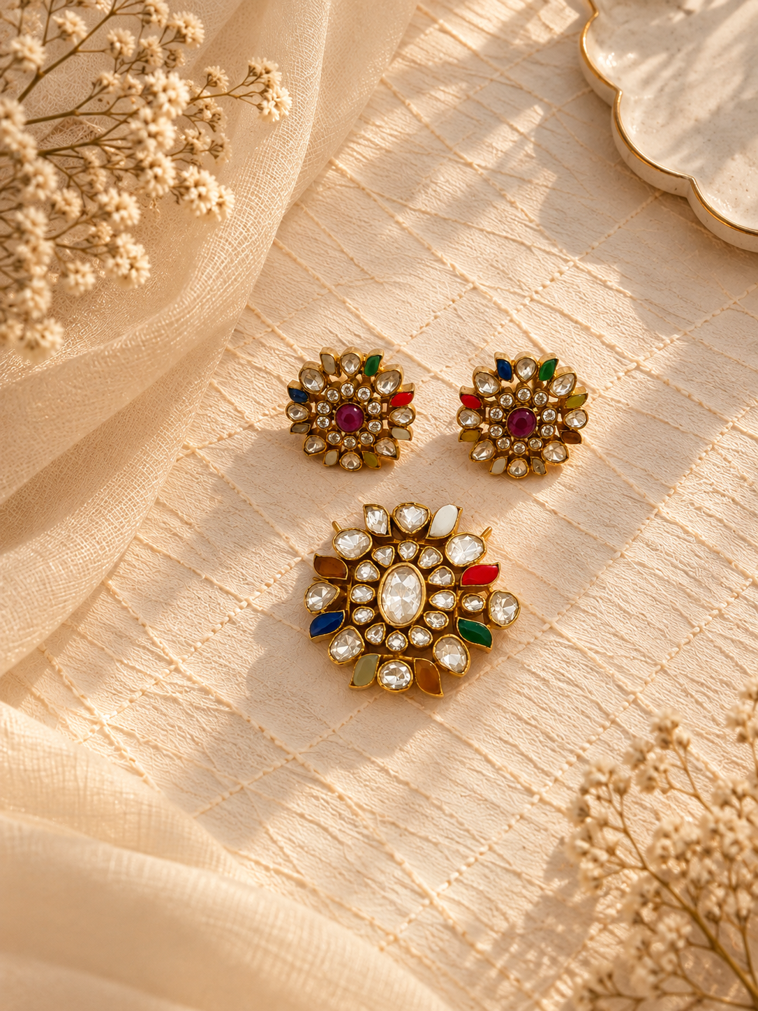Navratan Pendant Set