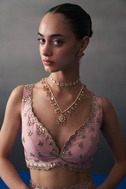 Chamani in white pearls