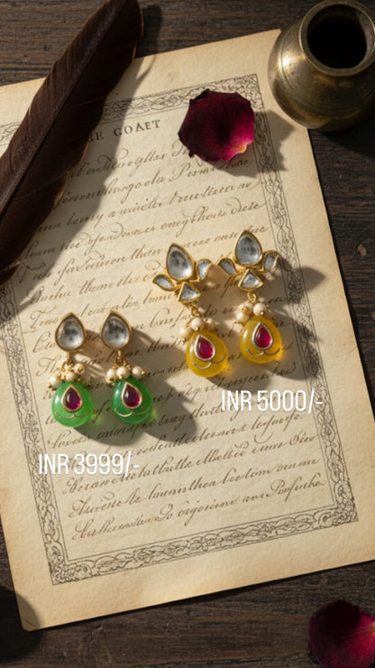 Silver Kamla Earring in yellow quartz