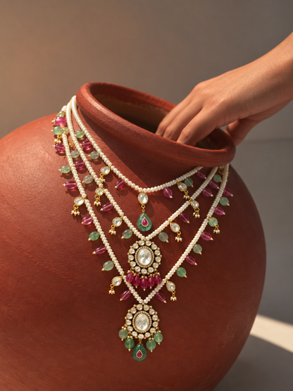 Multi stone Polki Rani Haar