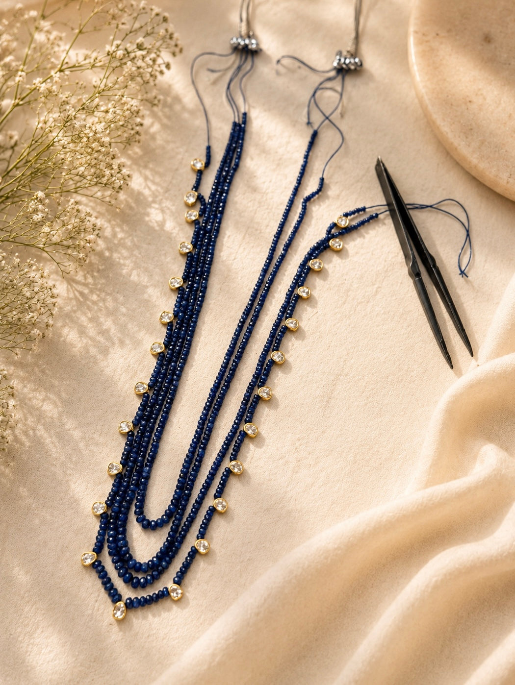 Iolite-blue Polki necklace