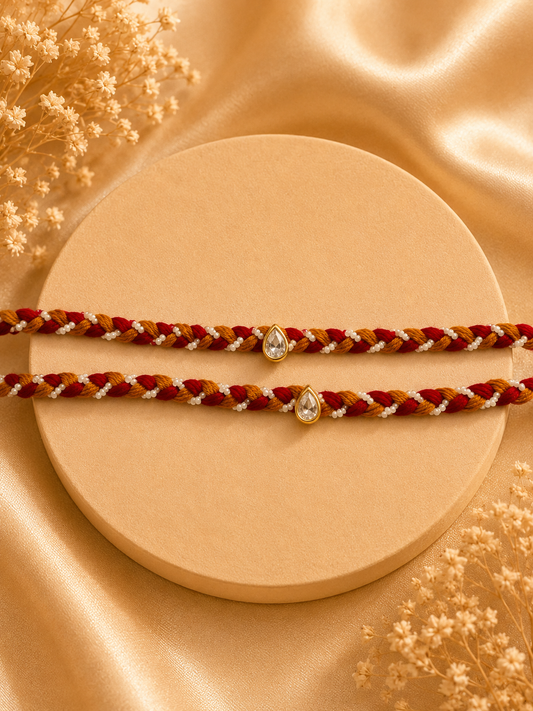 Couple Rakhi in kundan motif - set of 2