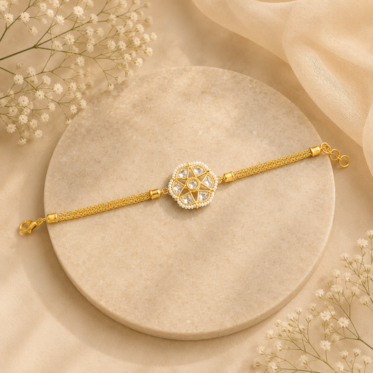 Flora Kundan Rakhi - set of 2