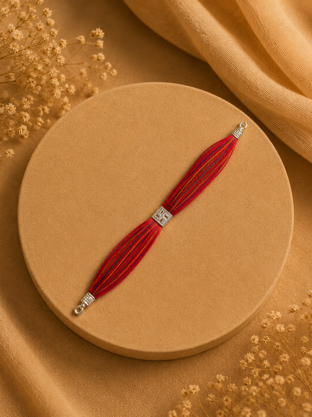 Silver swastik rakhi