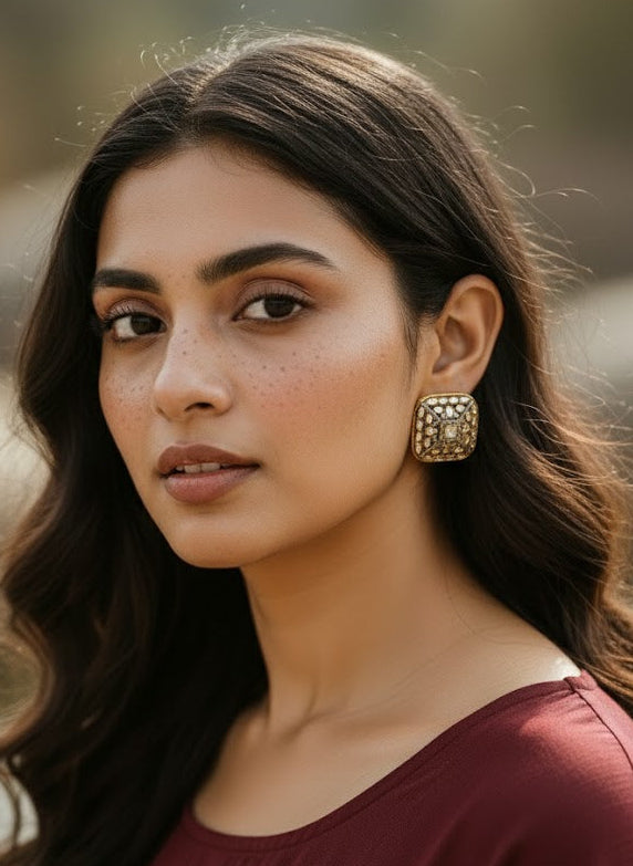 Silver Combustion style earring