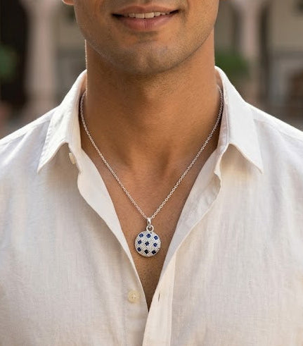 Silver Blue Shield Pendant