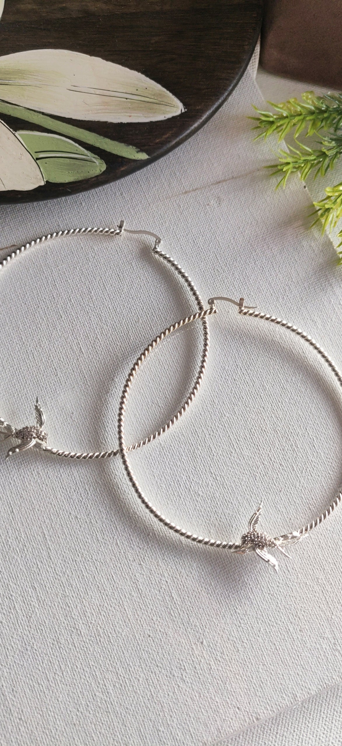 Holy Dove Earring in White Gold Tone