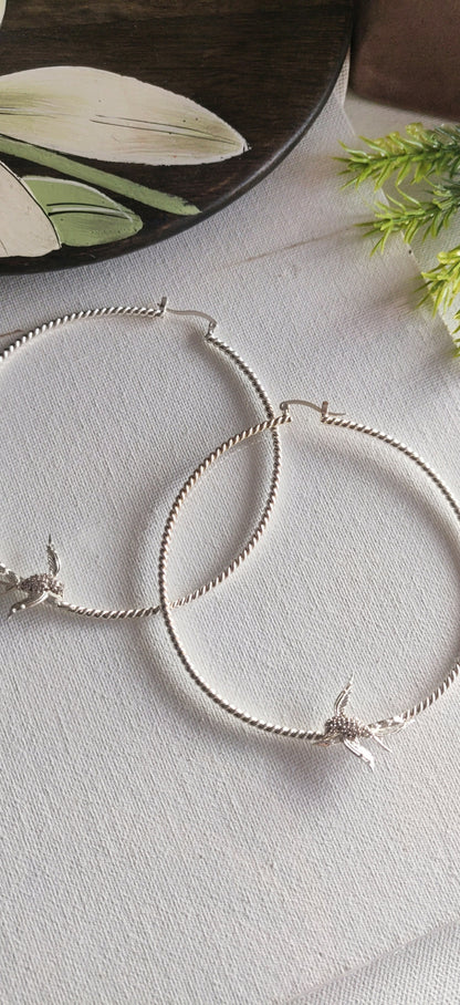 Holy Dove Earring in White Gold Tone