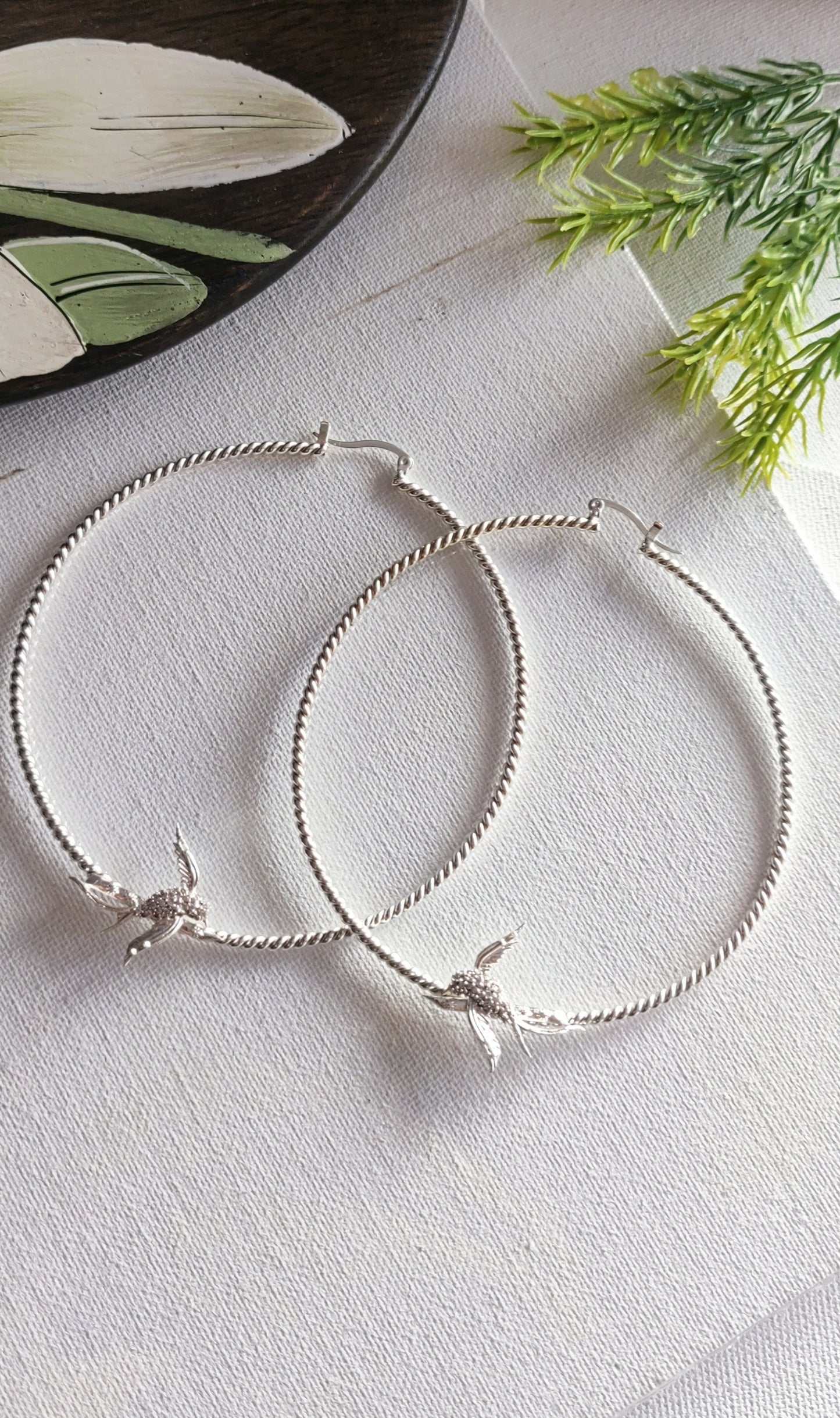 Holy Dove Earring in White Gold Tone