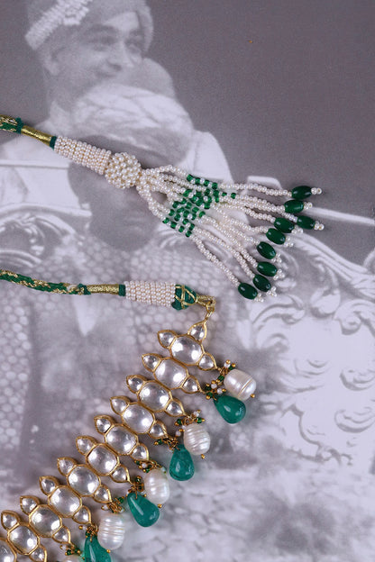 Silver Noori Polki Necklace Set with Earring